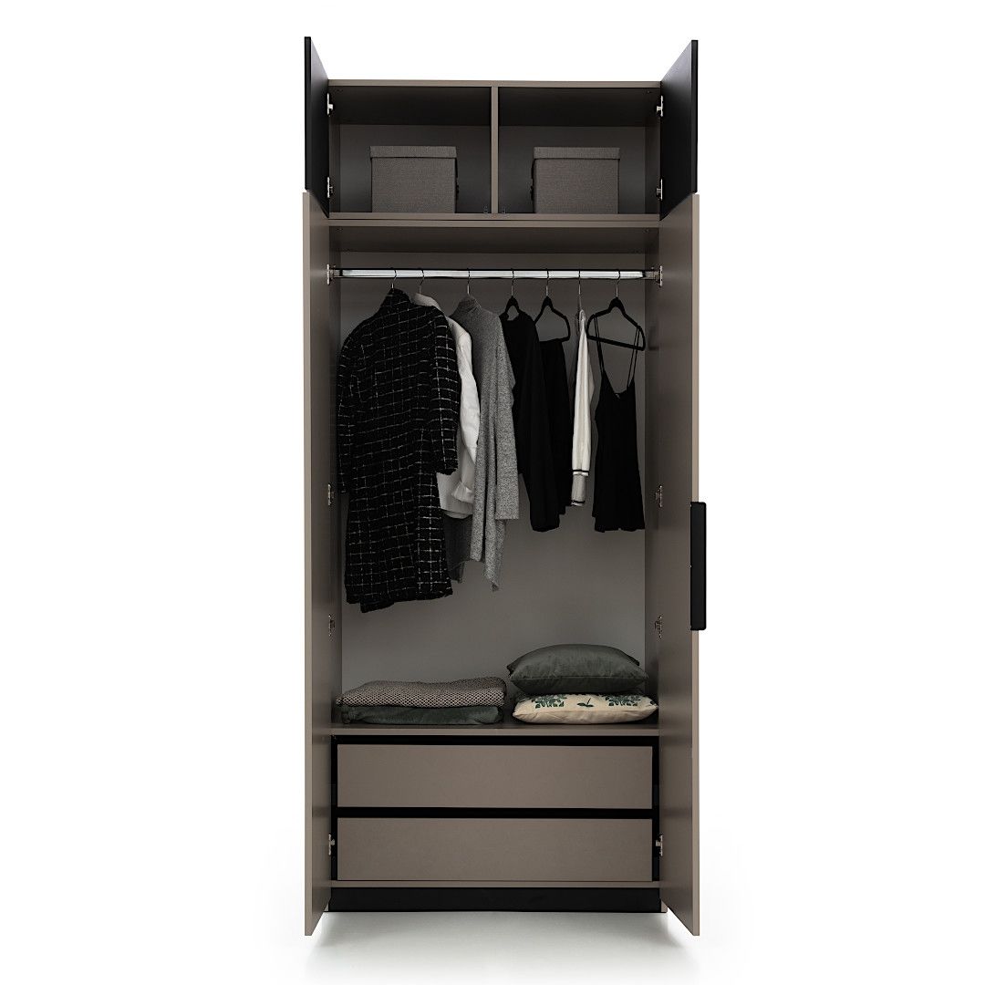 Šatní skříň s šuplíky a šatní tyčí Uficio 2D