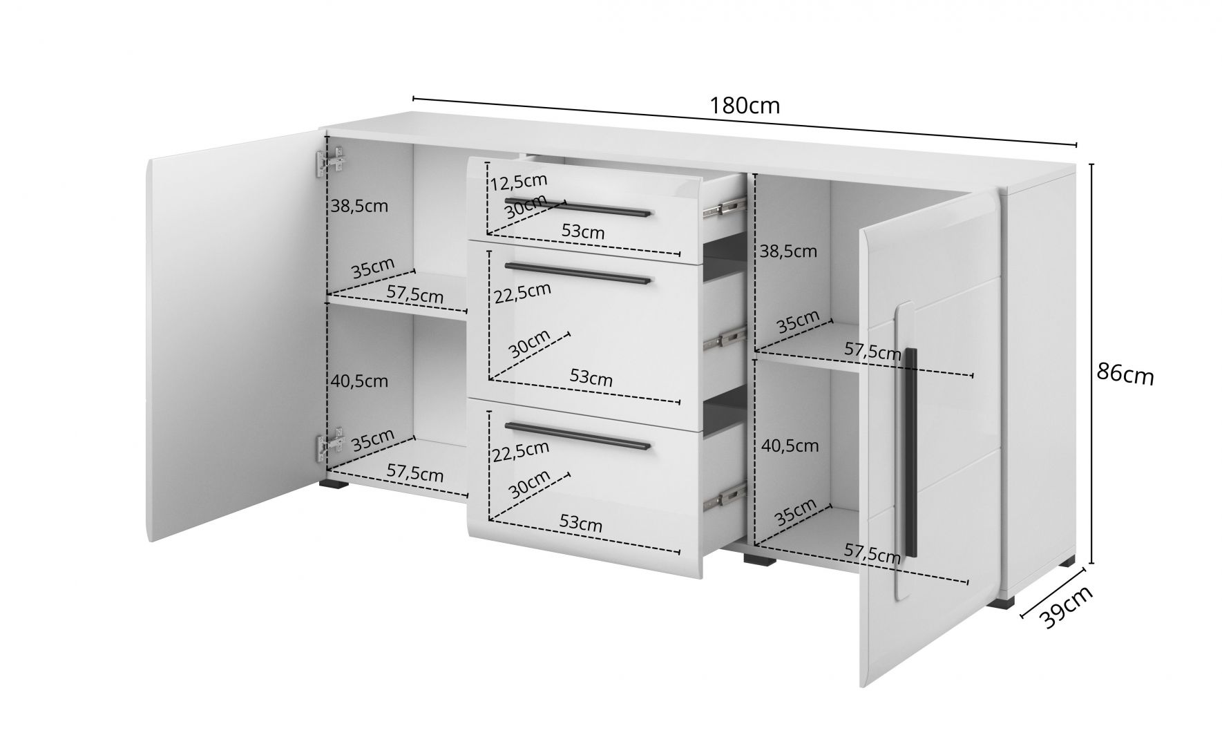 Komoda I TULSA Bílý lesk