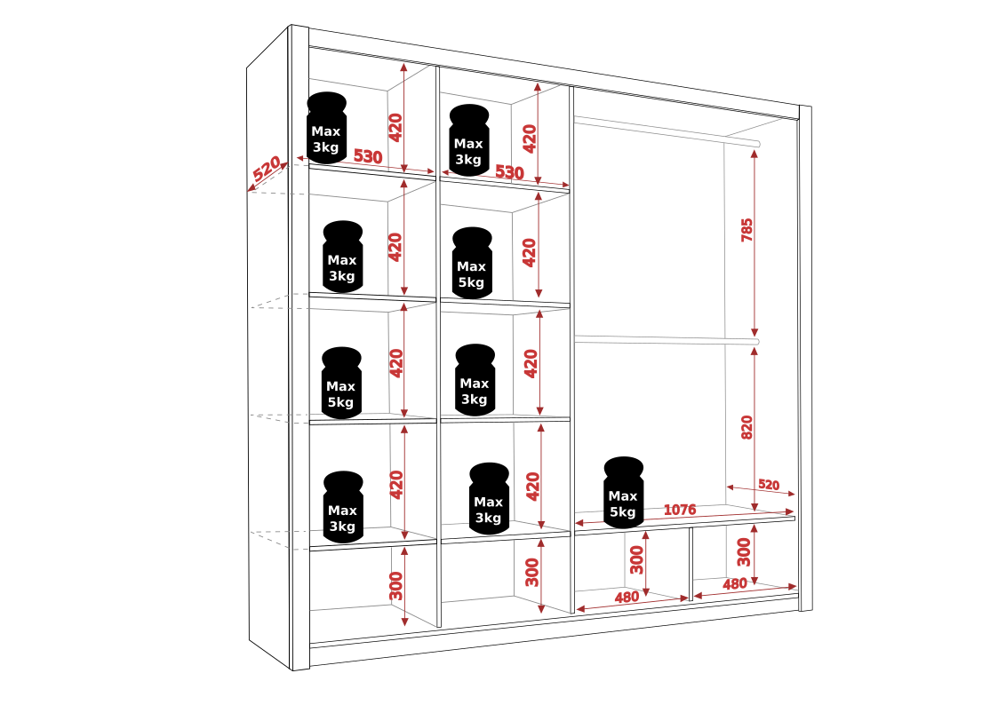 Posuvná šatní skříň BONNO 220