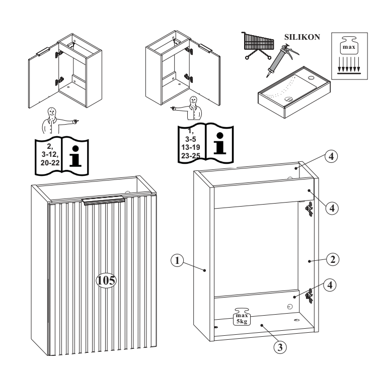 Koupelnová skříňka ADELLE 82-40 - pod umyvadlo 40