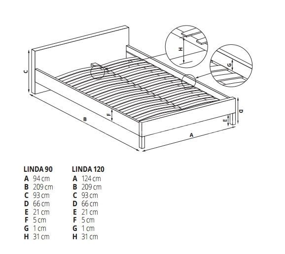Stylová postel LINDA 120