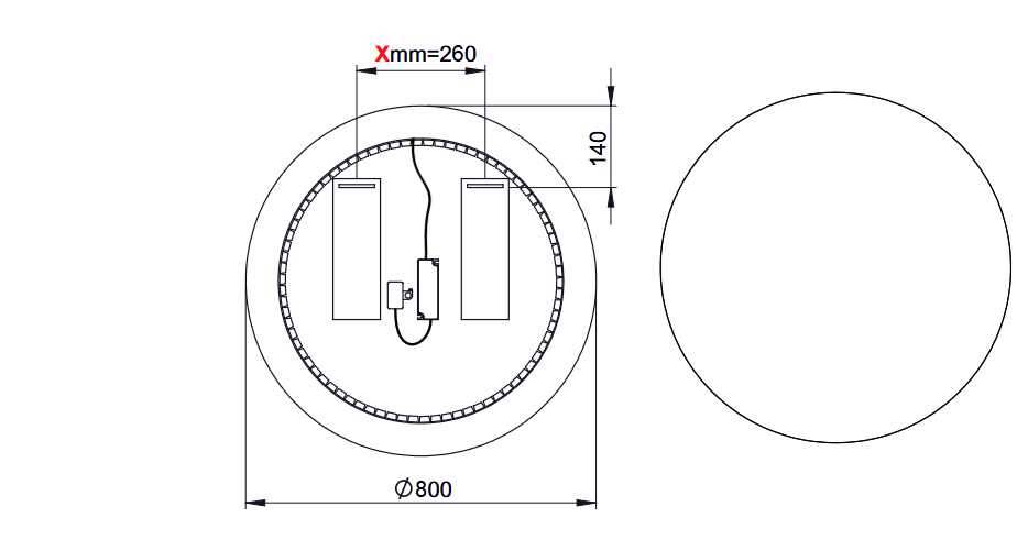 Koupelnové zrcadlo LED HESTIA 60