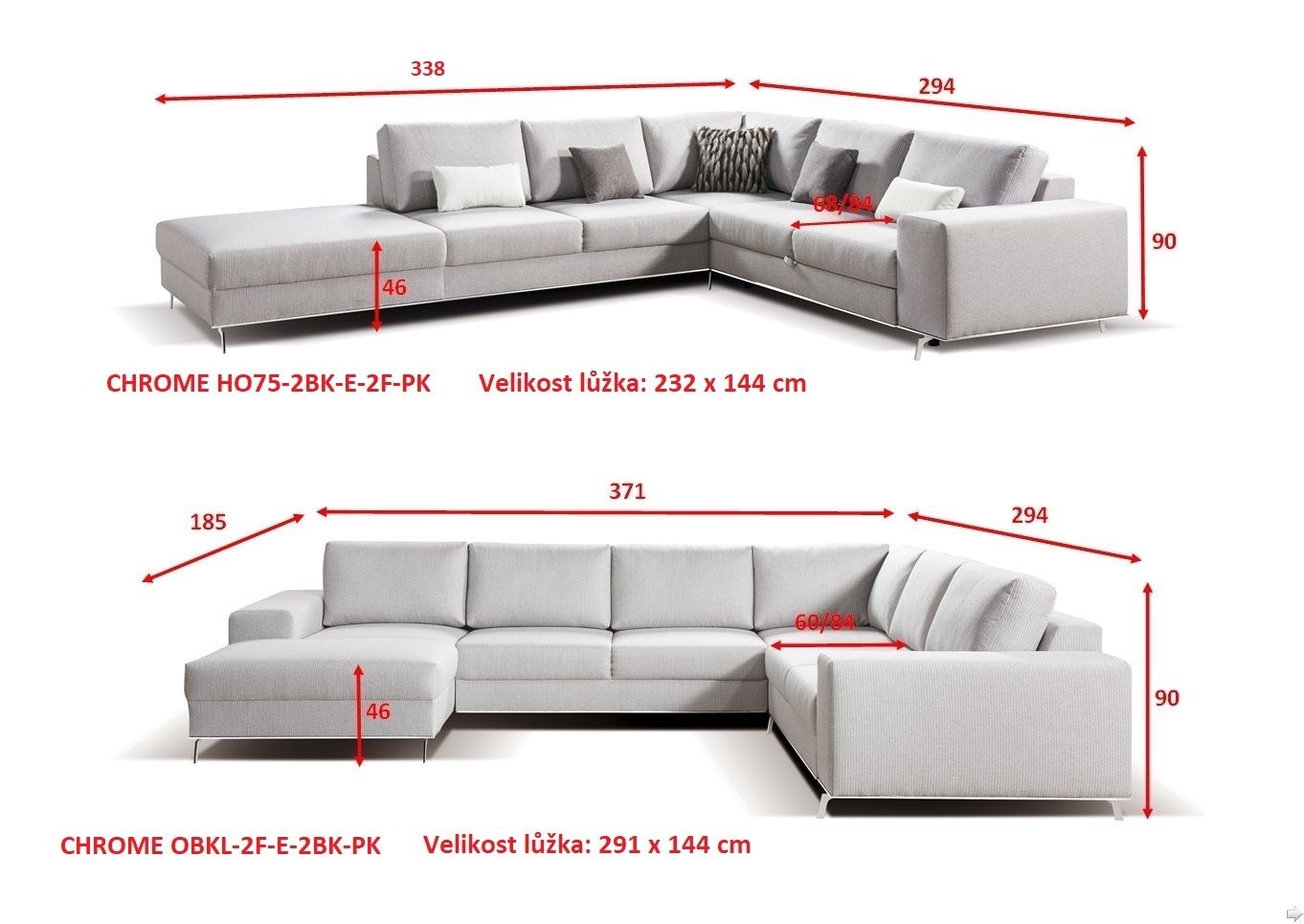 Sedací souprava CHROME do U