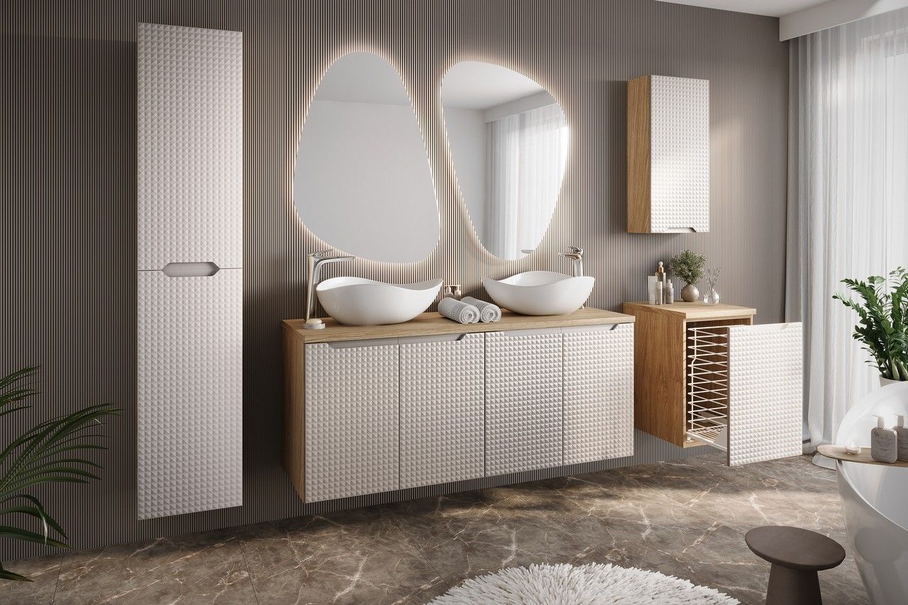 Koupelnová skříňka LUXOR BÉŽOVÁ 80-01 1D - vysoká