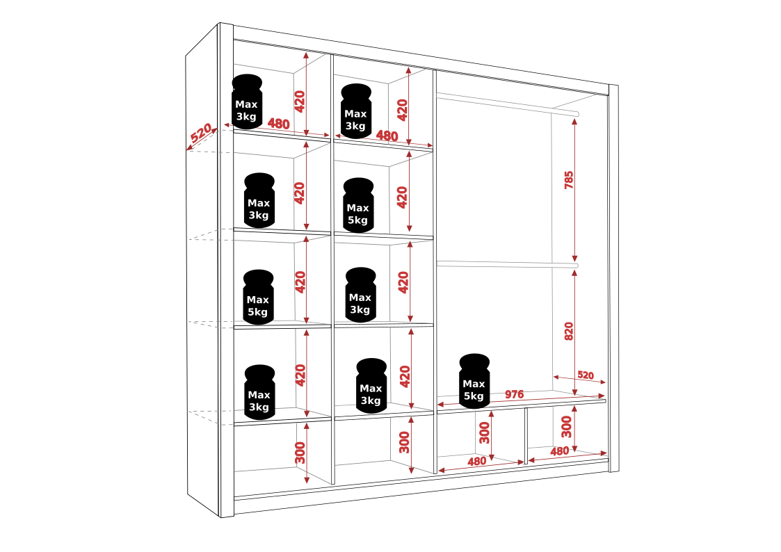 Posuvná šatní skříň BONNO 200