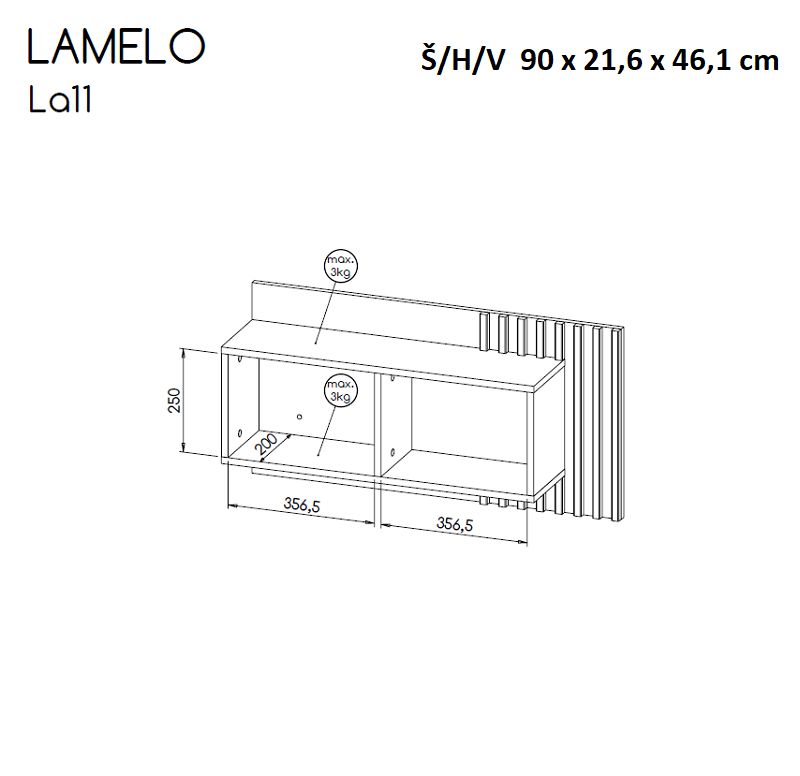 Závěsná police LAMELO 11
