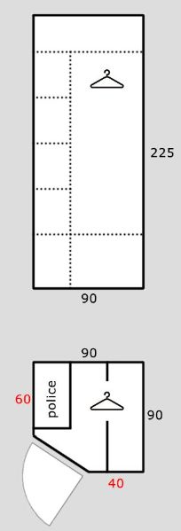 Rohová šatní skříň REA AMY 33/225