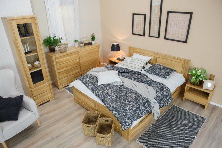 Manželská postel z masivu LK212 dub