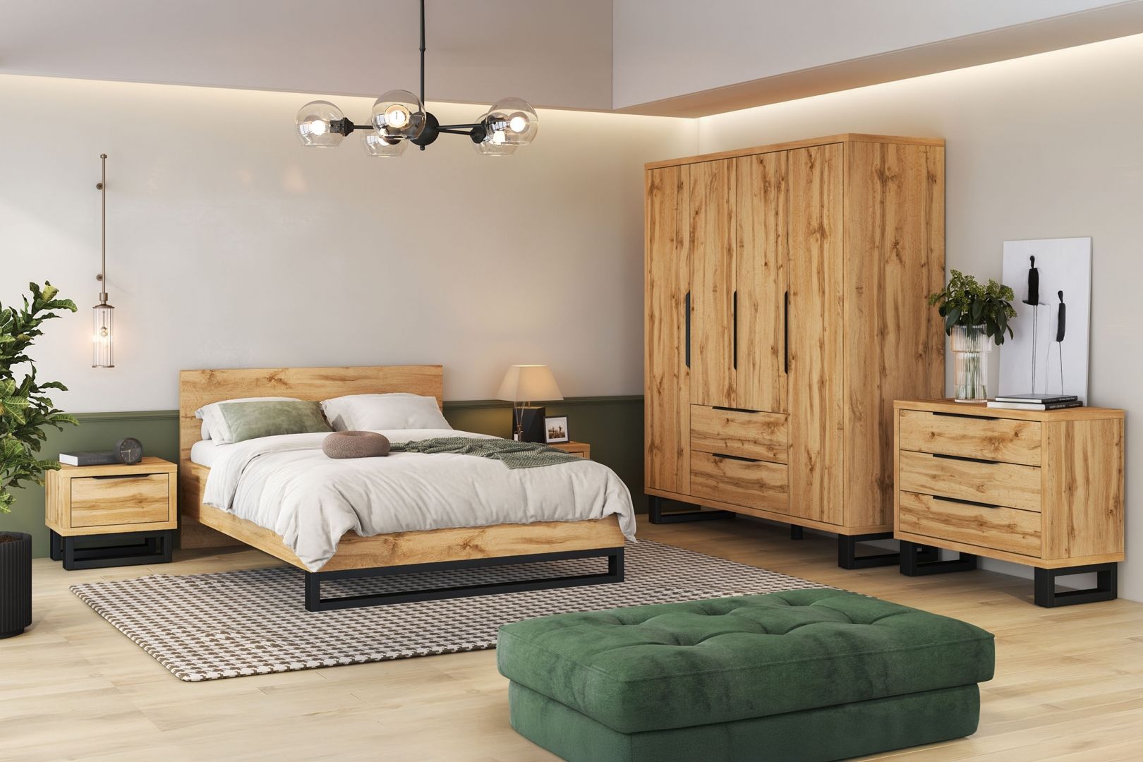 Postel HALES dub wotan/černá