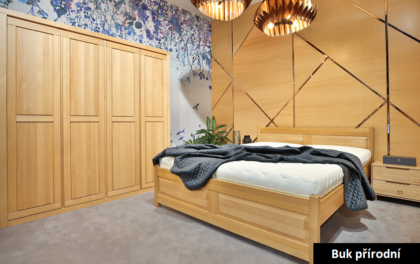Manželská postel z masivu LK109 buk