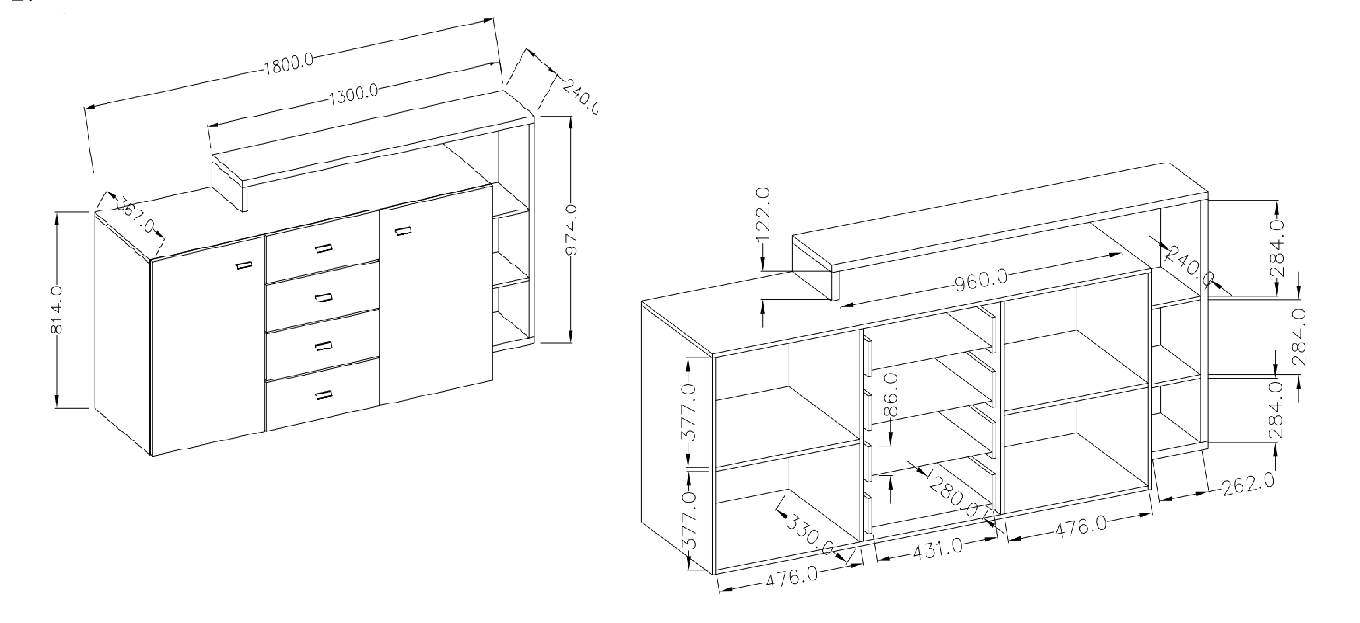 Komoda BOTA Appenzellský smrk - šedá Matera