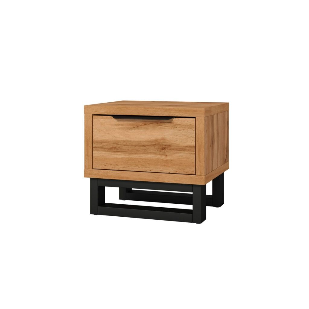 Noční stolek HALES dub wotan/černá