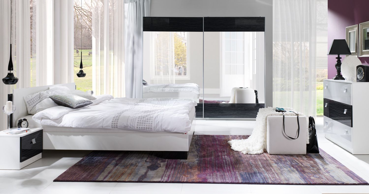 Sestava do ložnice LUX Bílá / Černá