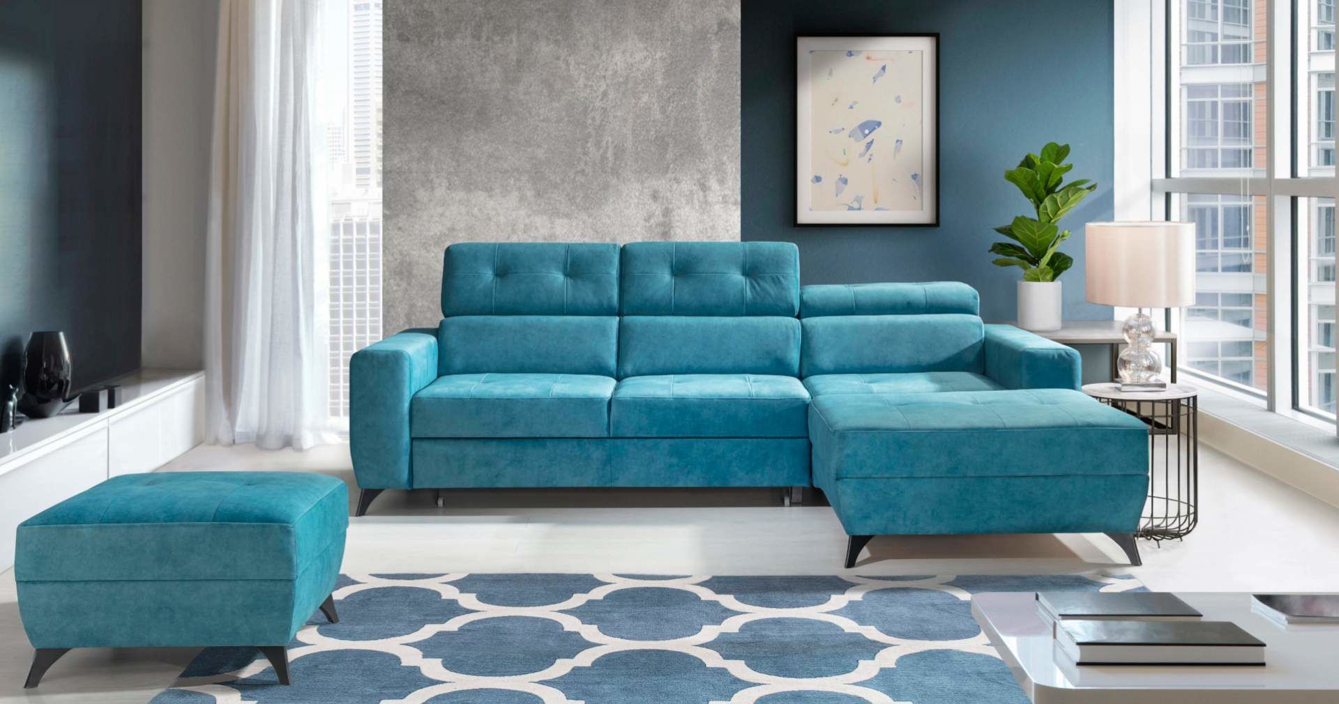 Kožený taburet PORTLA