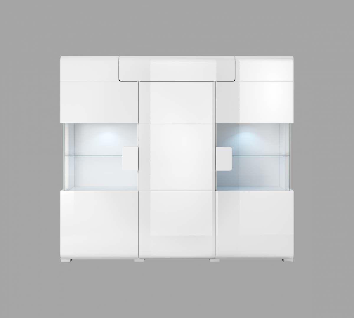 Vitrína II TOLEDO Bílá/ bílý lesk
