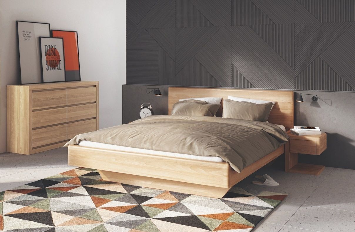 Manželská postel z masivu LK110 buk