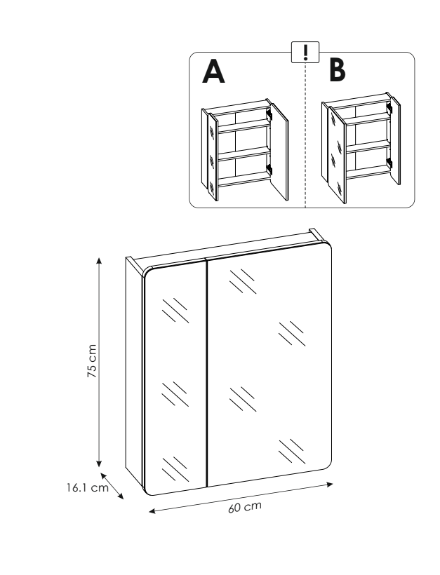 Koupelnová skříňka ARUSA 841 - závěsná zrcadlo 60