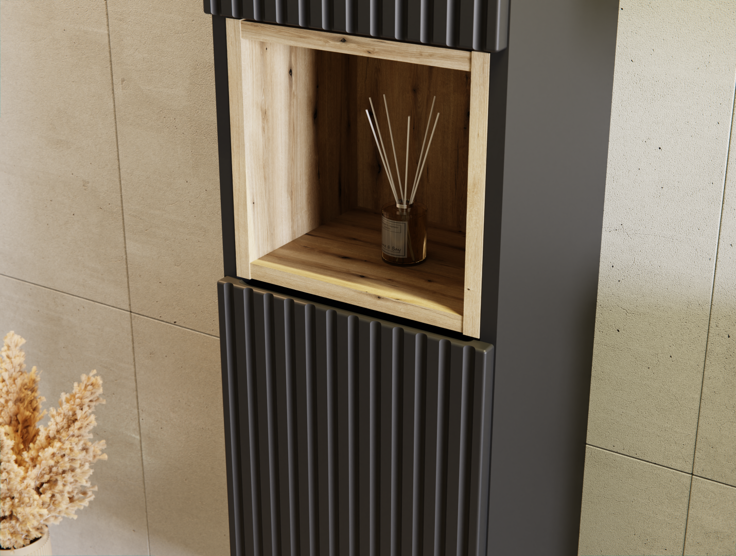 Koupelnová skříňka NOVA ČERNÁ 80-03 - vysoká