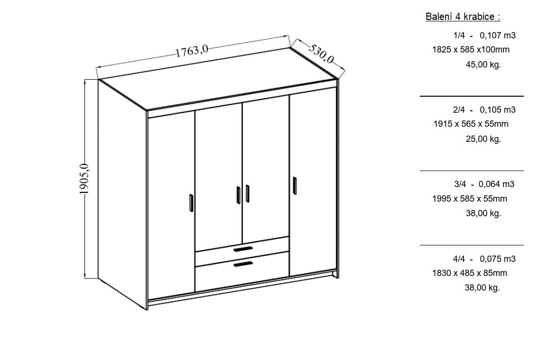 Šatní skříň ELENNA 4D