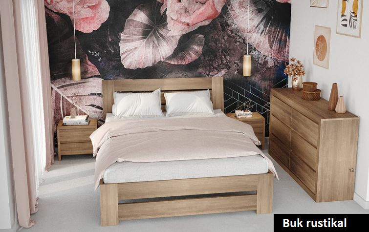 Manželská postel z masivu LK192 buk